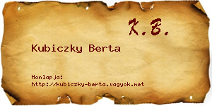 Kubiczky Berta névjegykártya